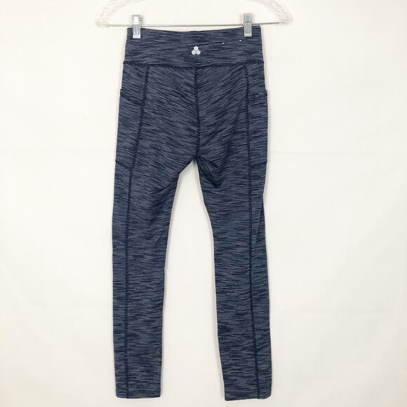 Tek Gear Mid-Rise Athletic Striped Blue Leggings Size S - Picture 5 of 8